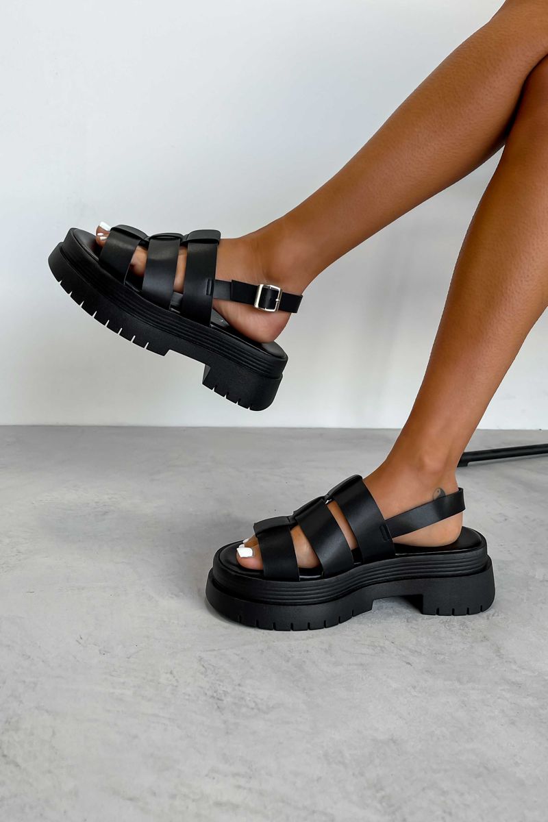 POWER Chunky Gladiator Sandals - Black PU