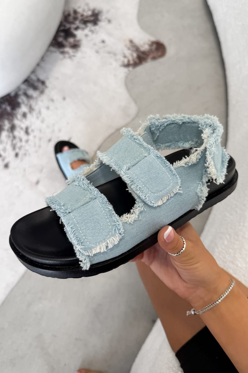 QUINN Chunky Strap Sandals - Blue Denim