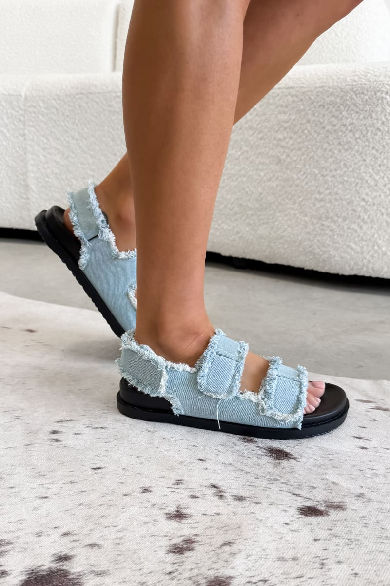 QUINN Chunky Strap Sandals - Blue Denim - 1