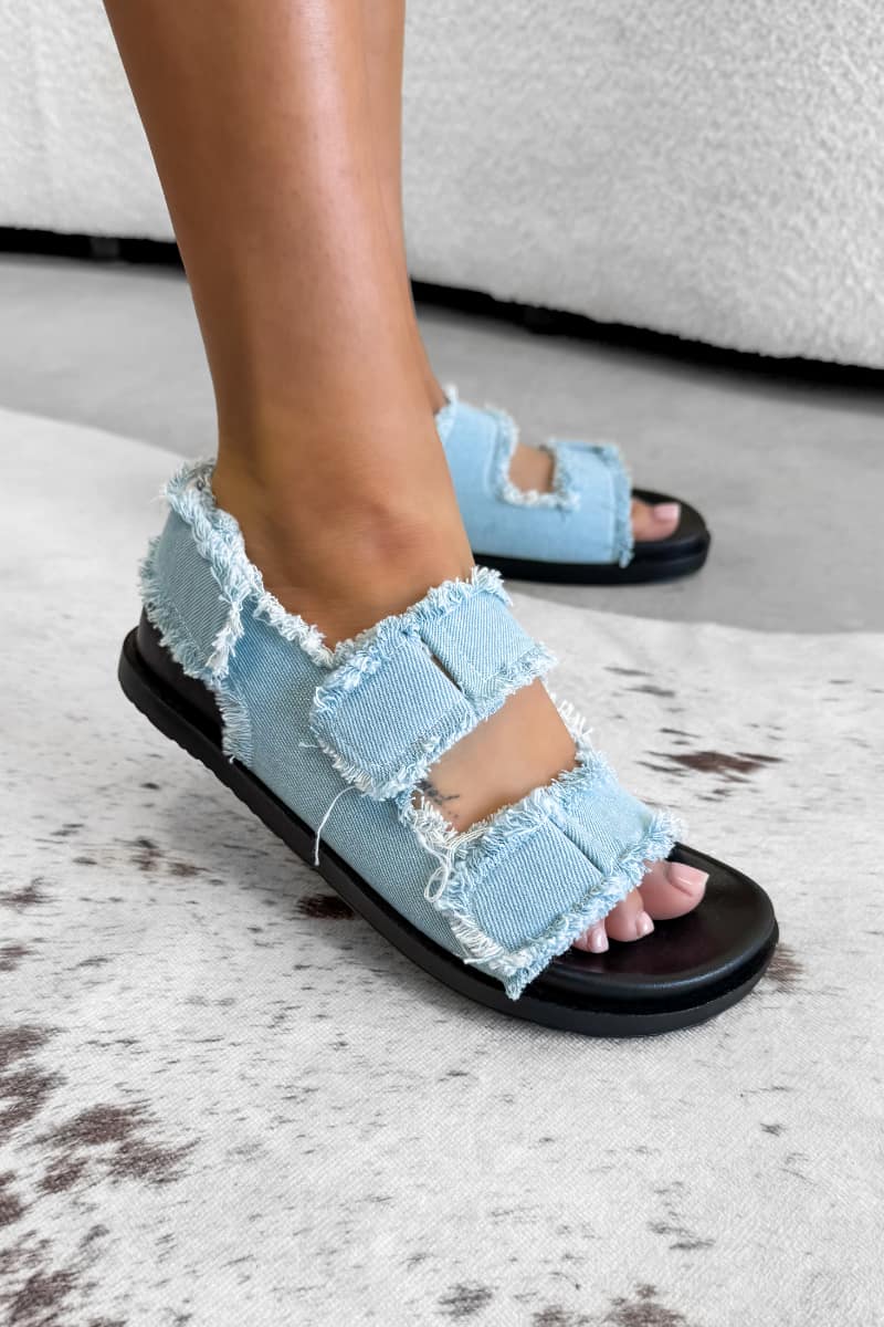 QUINN Chunky Strap Sandals - Blue Denim - 2