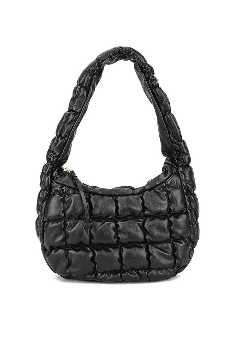 Quilted Bubble Shoulder Bag - Black