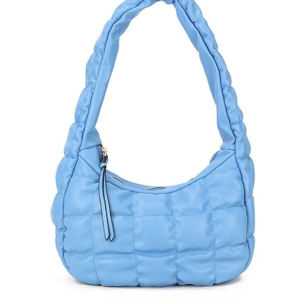 Quilted Bubble Shoulder Bag Blue