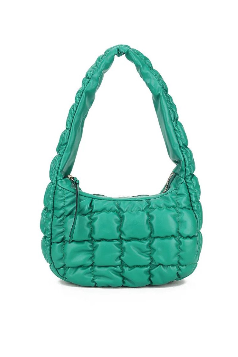 Quilted Bubble Shoulder Bag - Green