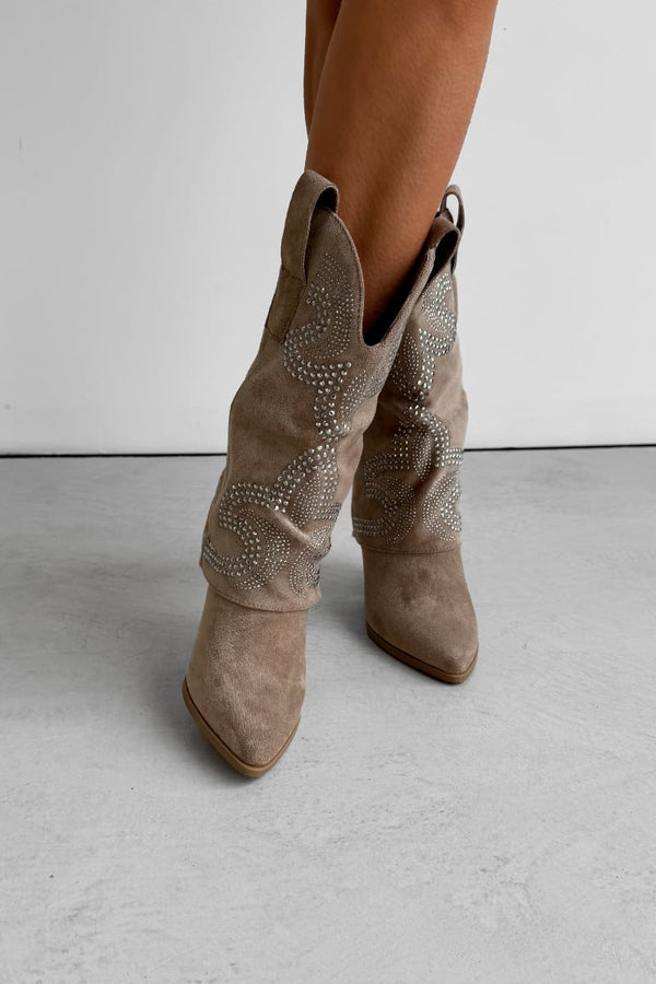 RODEO Flared Cowboy Western Boots - Taupe - 2