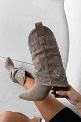 RODEO Flared Cowboy Western Boots - Taupe - 3