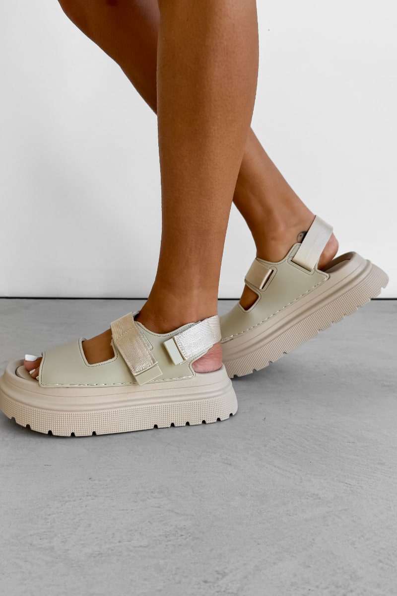 ROWEN Chunky Flatform Sandals - Beige - 1
