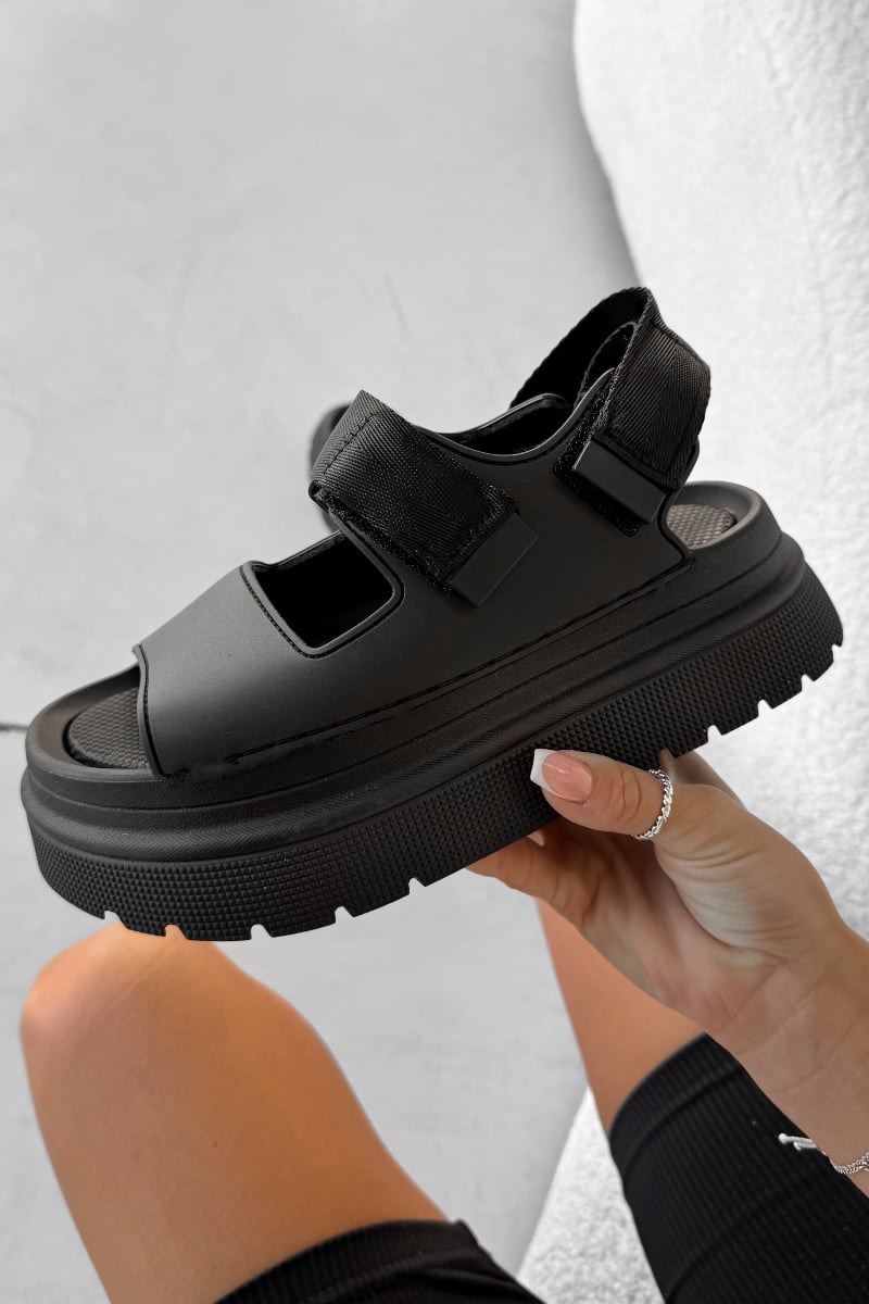 ROWEN Chunky Flatform Sandals - Black - 2