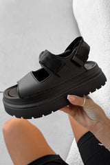 ROWEN Chunky Flatform Sandals - Black - 2
