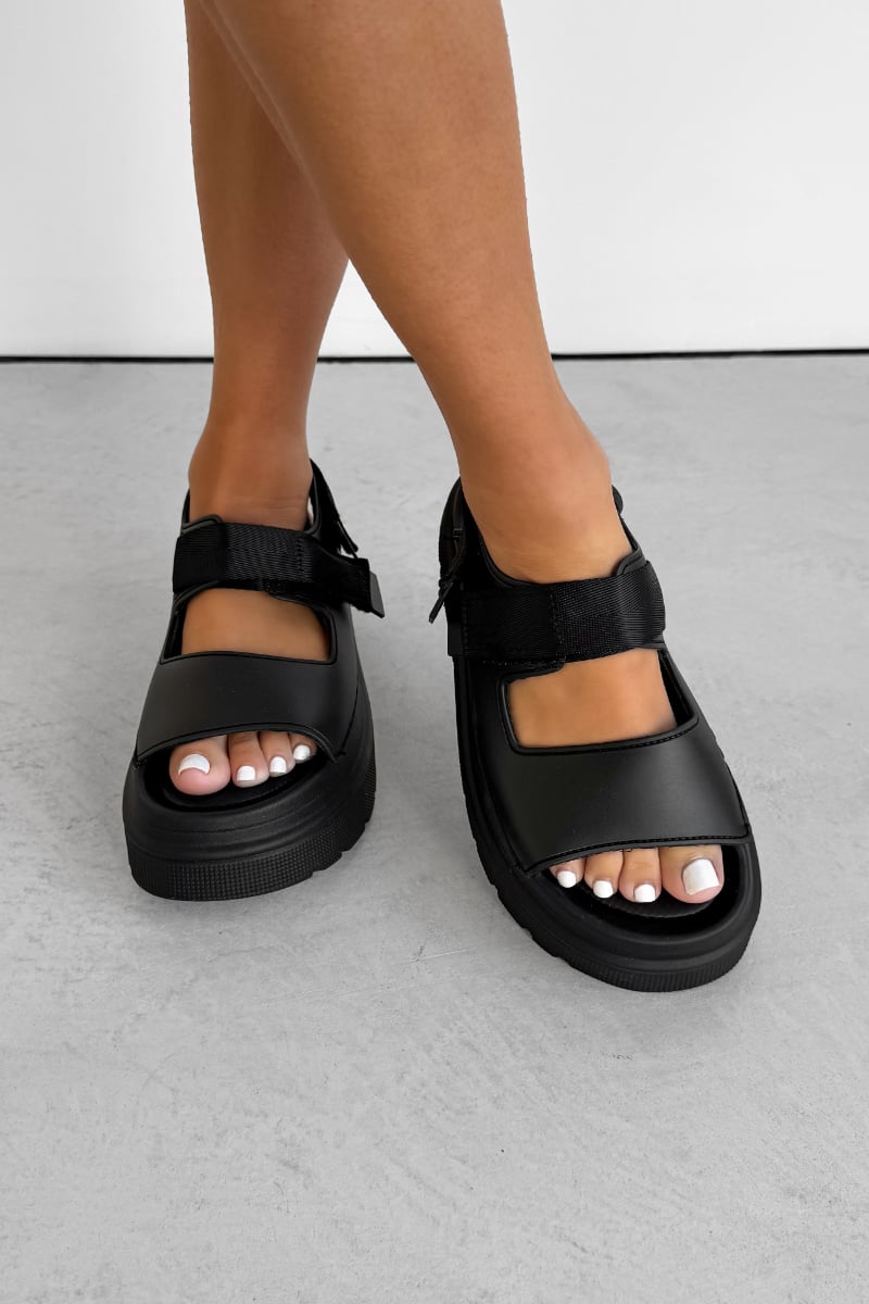 ROWEN Chunky Flatform Sandals - Black - 1