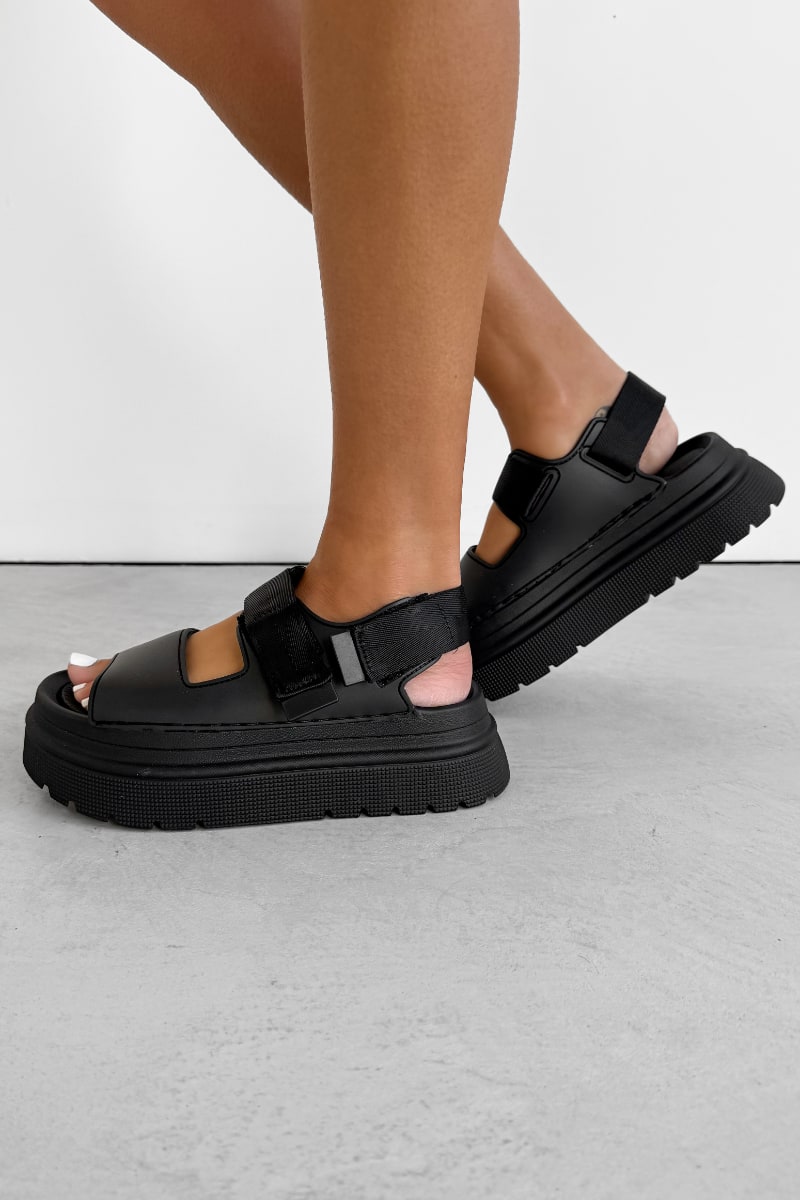 ROWEN Chunky Flatform Sandals - Black