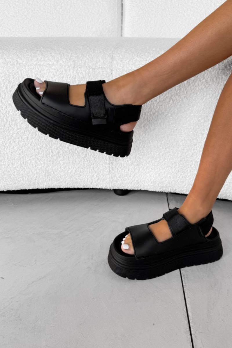 ROWEN Chunky Flatform Sandals - Black - 3