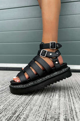 RUCTION Chunky Caged Gladiator Sandals - Black