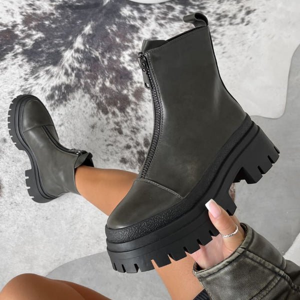 New look zip front ankle boots 2025