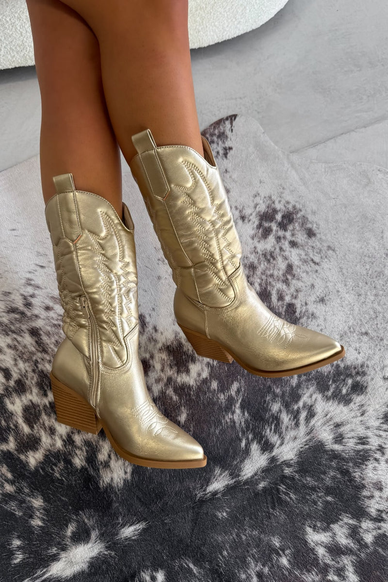 SANDY Cowboy Western Boots - Gold - 3