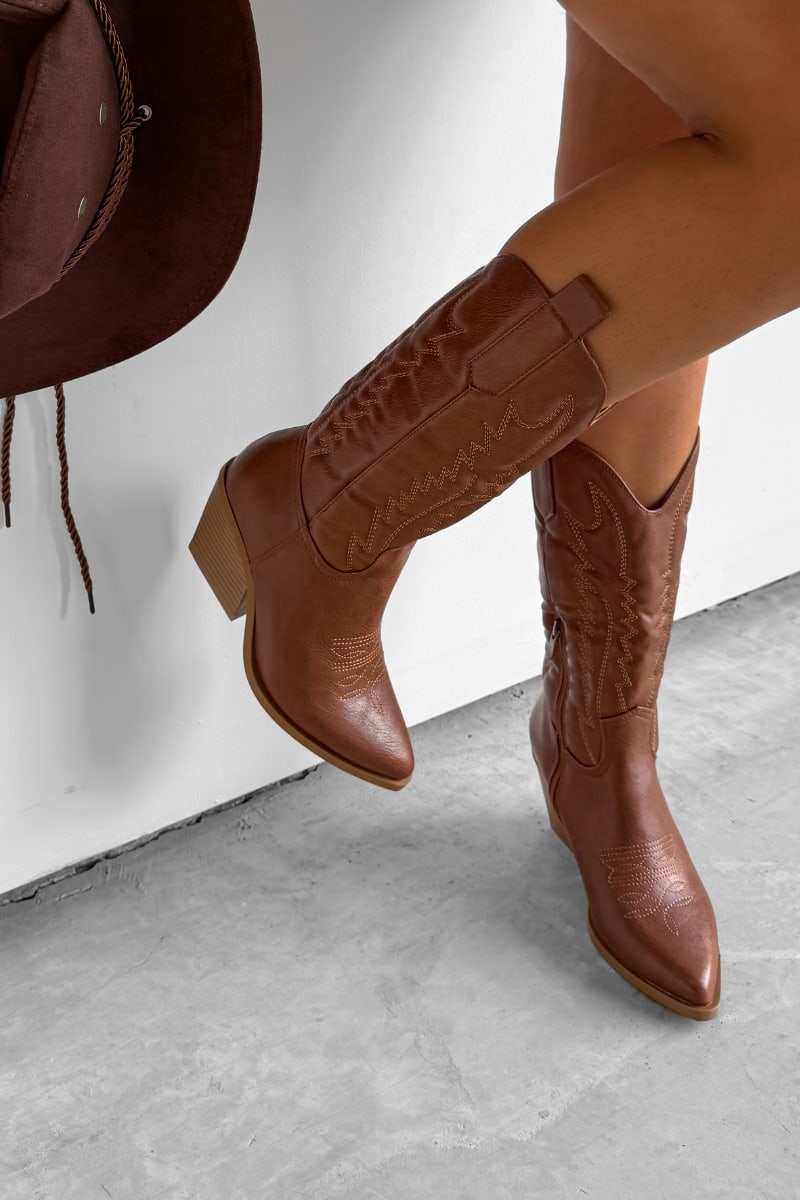 SANDY Cowboy Western Boots - Camel-7