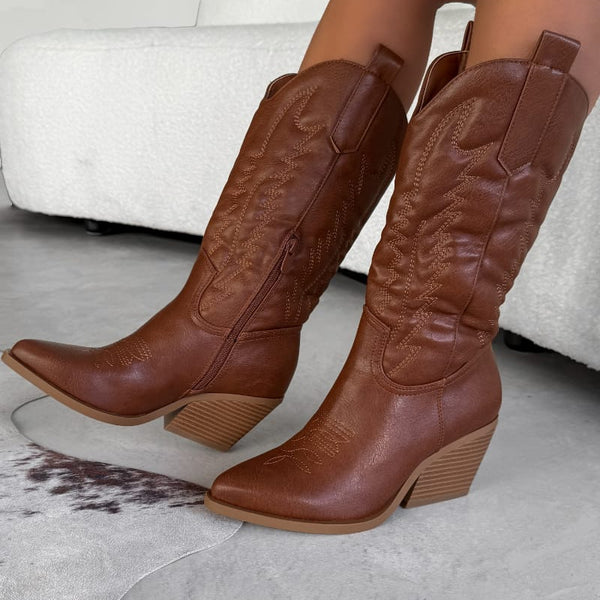 SANDY Cowboy Western Boots Camel AJ VOYAGE