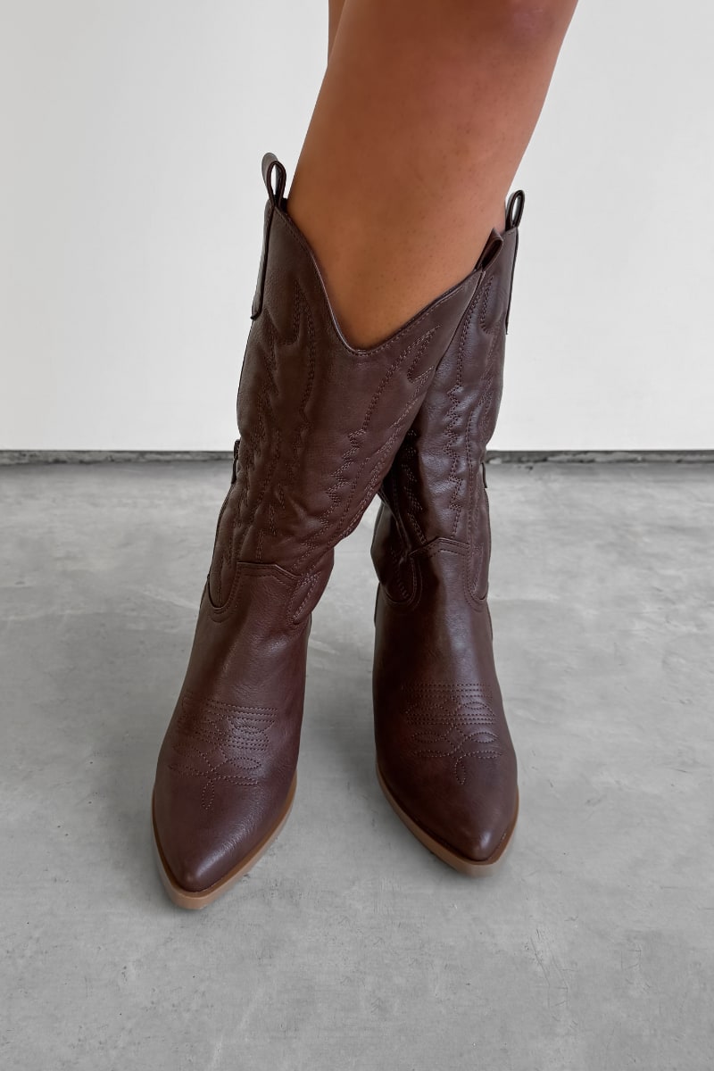 SANDY Cowboy Western Boots Dark Brown – AJ VOYAGE