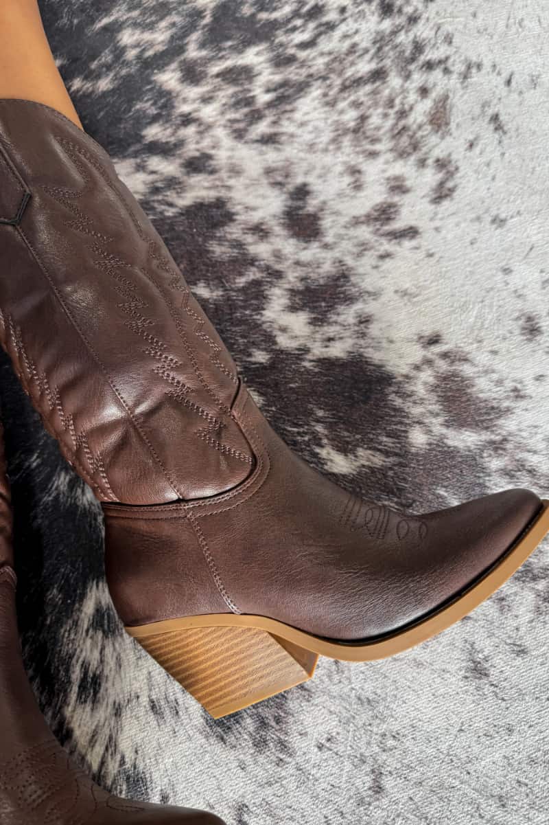 SANDY Cowboy Western Boots - Dark Brown-6