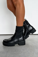 SAYLOR Sock Fit Chelsea Ankle Boots - Black PU