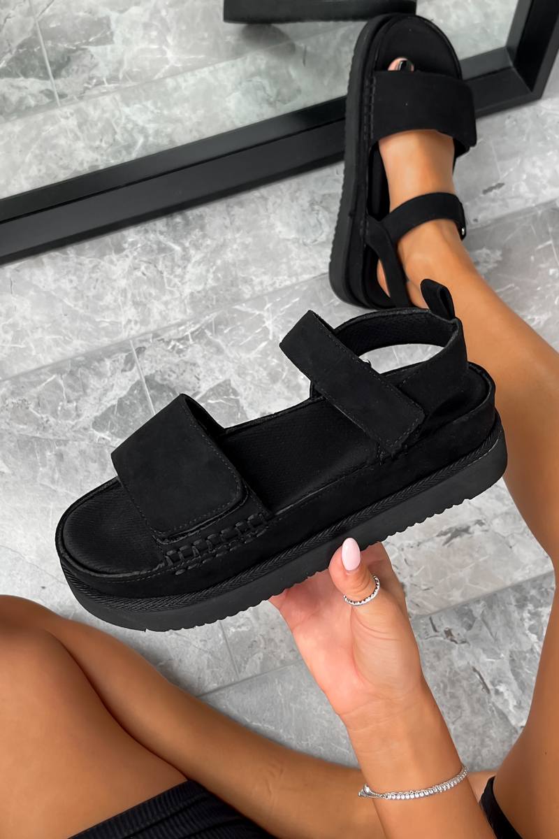 SAY SO Chunky Flatform Sandals - Black