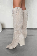SHOWDOWN Cowboy Western Boots - Cream - 4