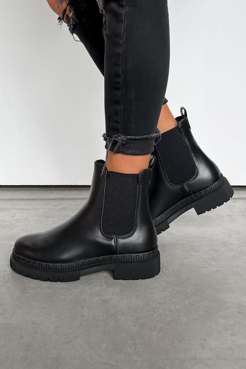 SIENNA Chelsea Ankle Boots - Black PU - 1