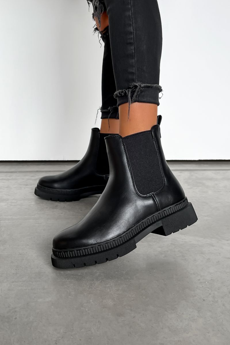 SIENNA Chelsea Ankle Boots - Black PU