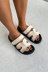 SISI Velcro Slider Sandals - Beige