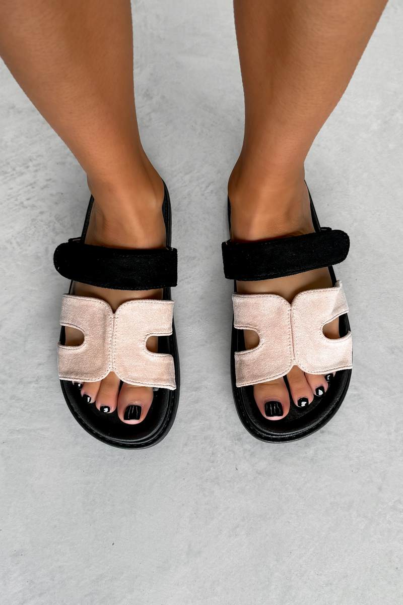 SISI Velcro Slider Sandals - Black/Nude - 3