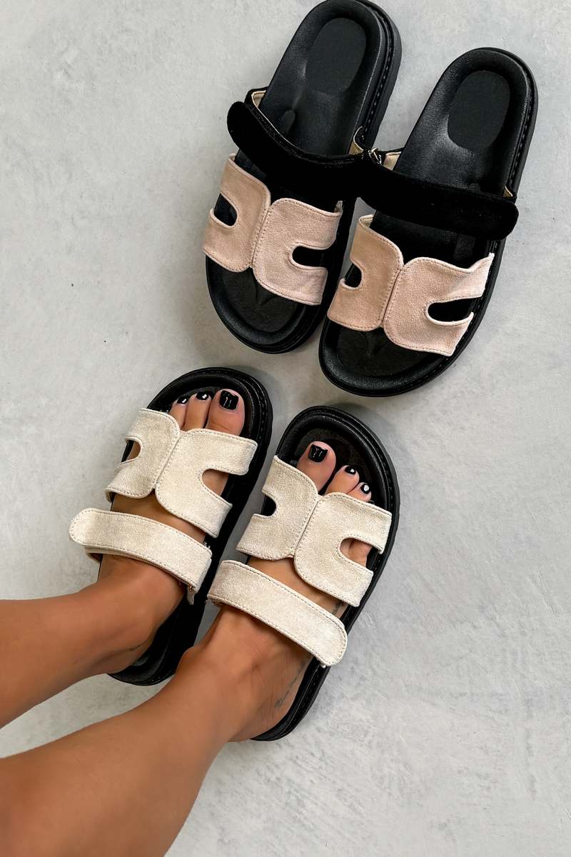 SISI Velcro Slider Sandals - Beige - 2