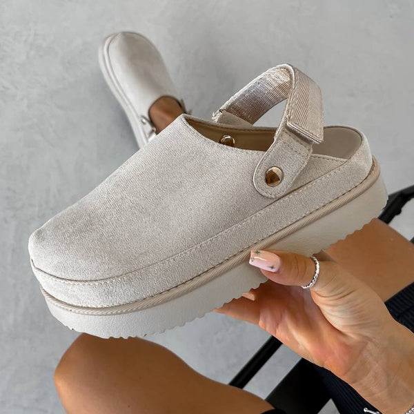 SOLAR Suede Closed Toe Slingback Mule - Beige – AJ VOYAGE