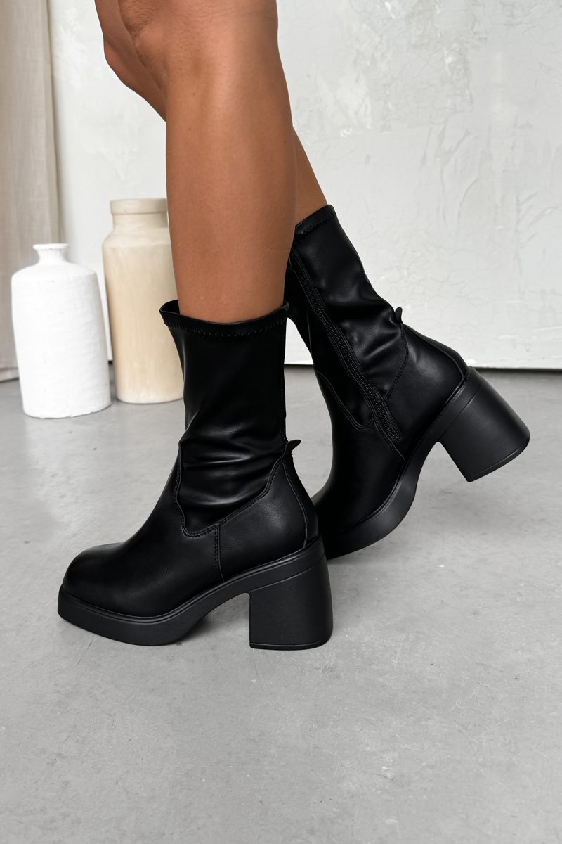STELLA Sock Fit Boots - Black PU - 2