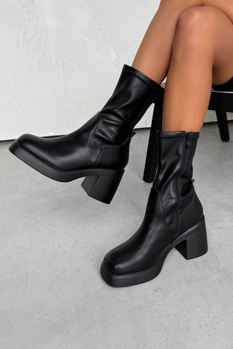 STELLA Sock Fit Boots - Black PU - 3