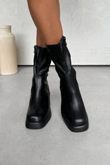 STELLA Sock Fit Boots - Black PU - 4