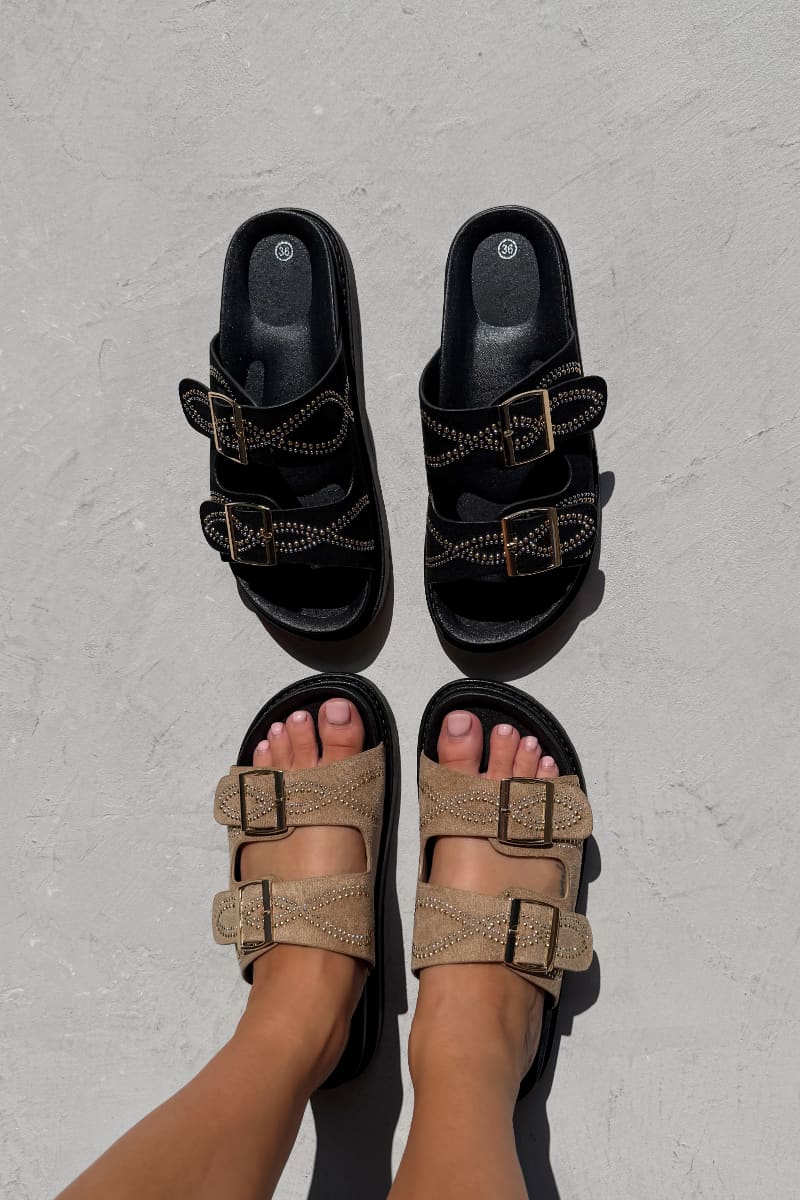 STEP IN Chunky Flatform Buckle Sandals - Taupe - 1