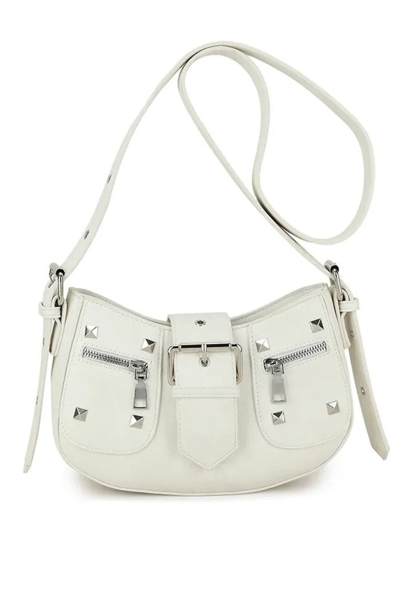 Studded Cross Body Bag - White