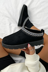 TALA Suede Embroidered Slippers - Black