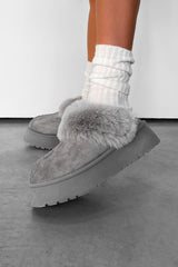 TAMARA Mini Platform Ankle Slippers - Grey