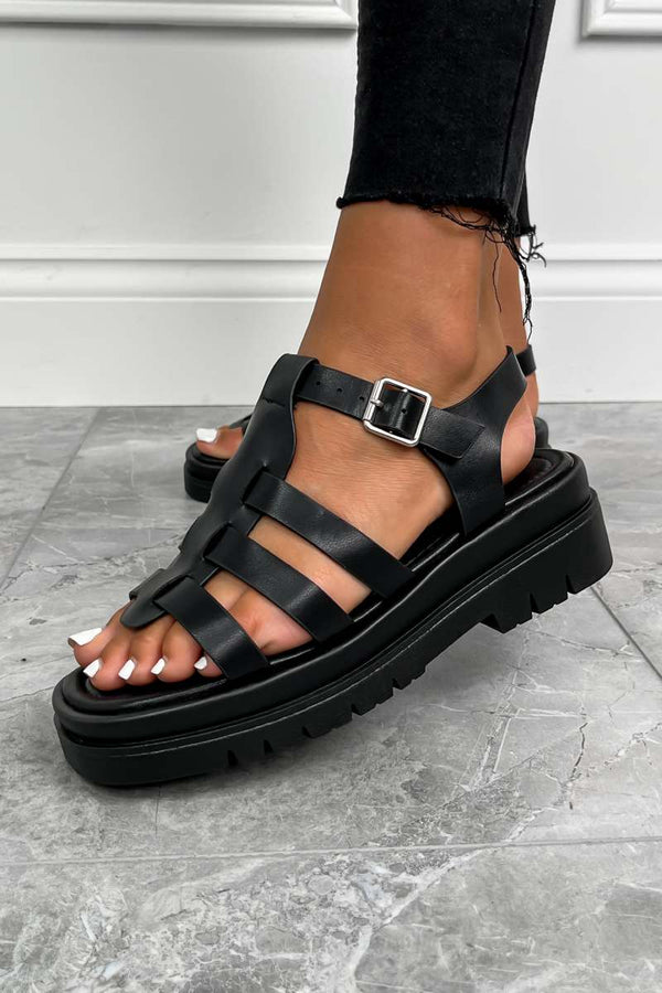 KHAI Chunky Platform Gladiator Sandals - Black
