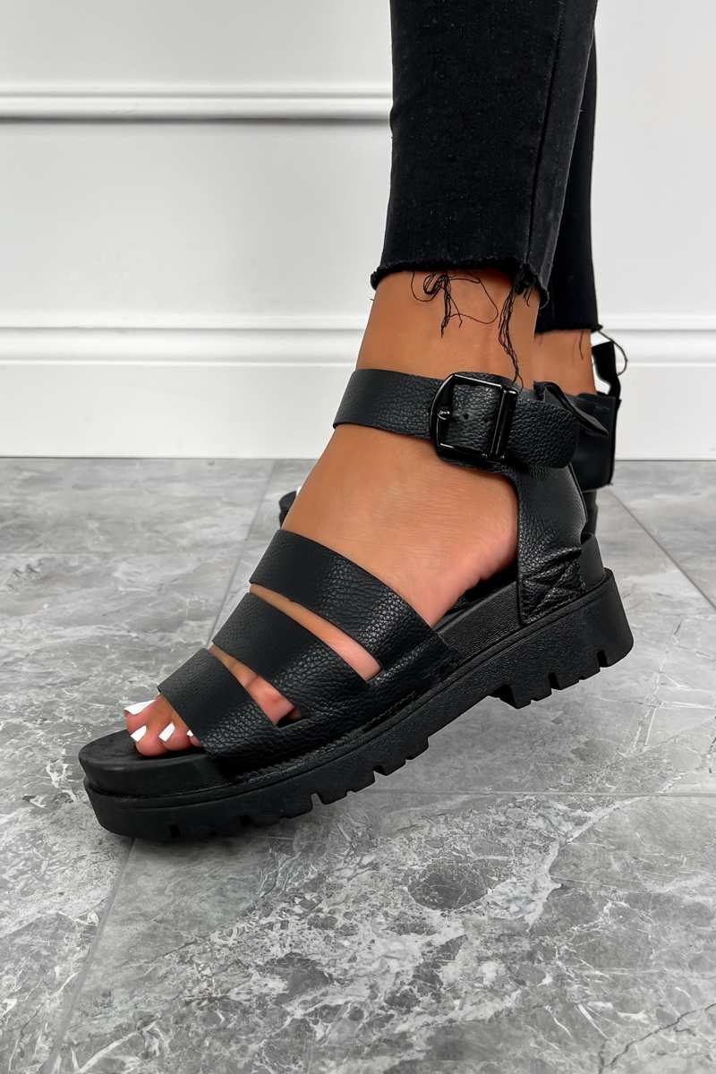 TAYA Chunky Platform Gladiator Sandals - Black