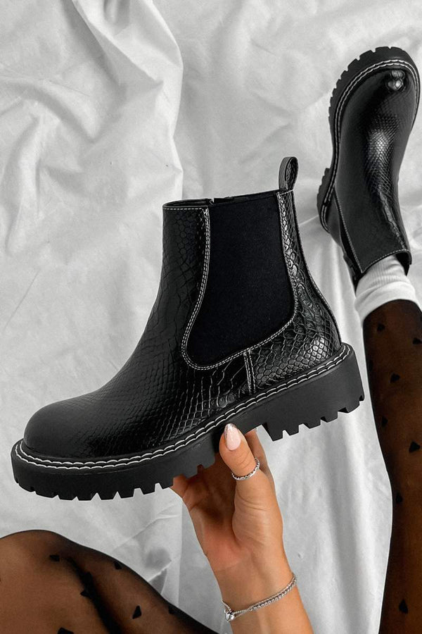 TRIX Chelsea Ankle Boots - Black Croc - 3