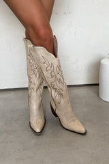 Texas Western Cowboy Boots - Beige