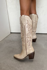 Texas Western Cowboy Boots - Beige - 2