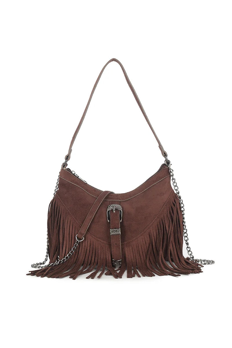 Western Tassel Shoulder Bag - Brown