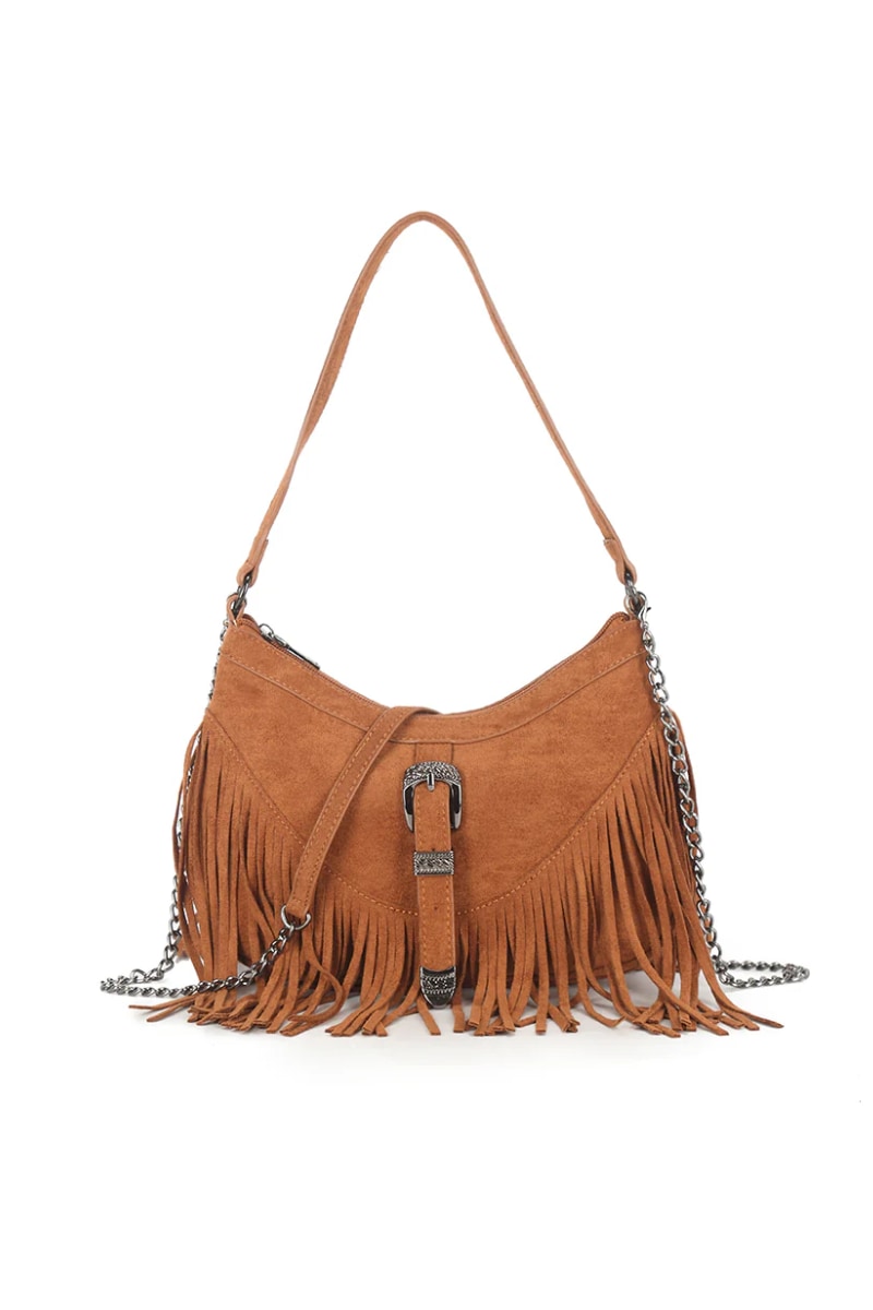 Western Tassel Shoulder Bag - Camel