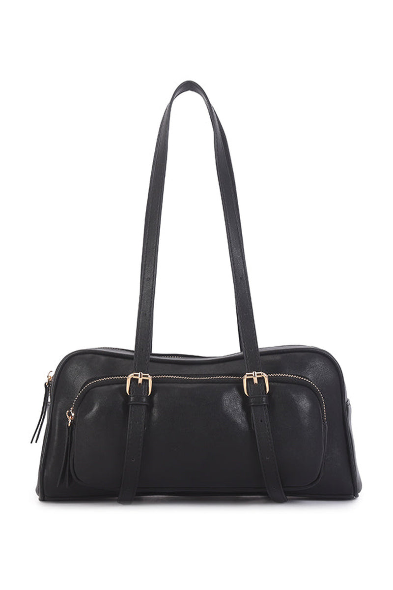 Buckle Detail Bowling Bag - Black