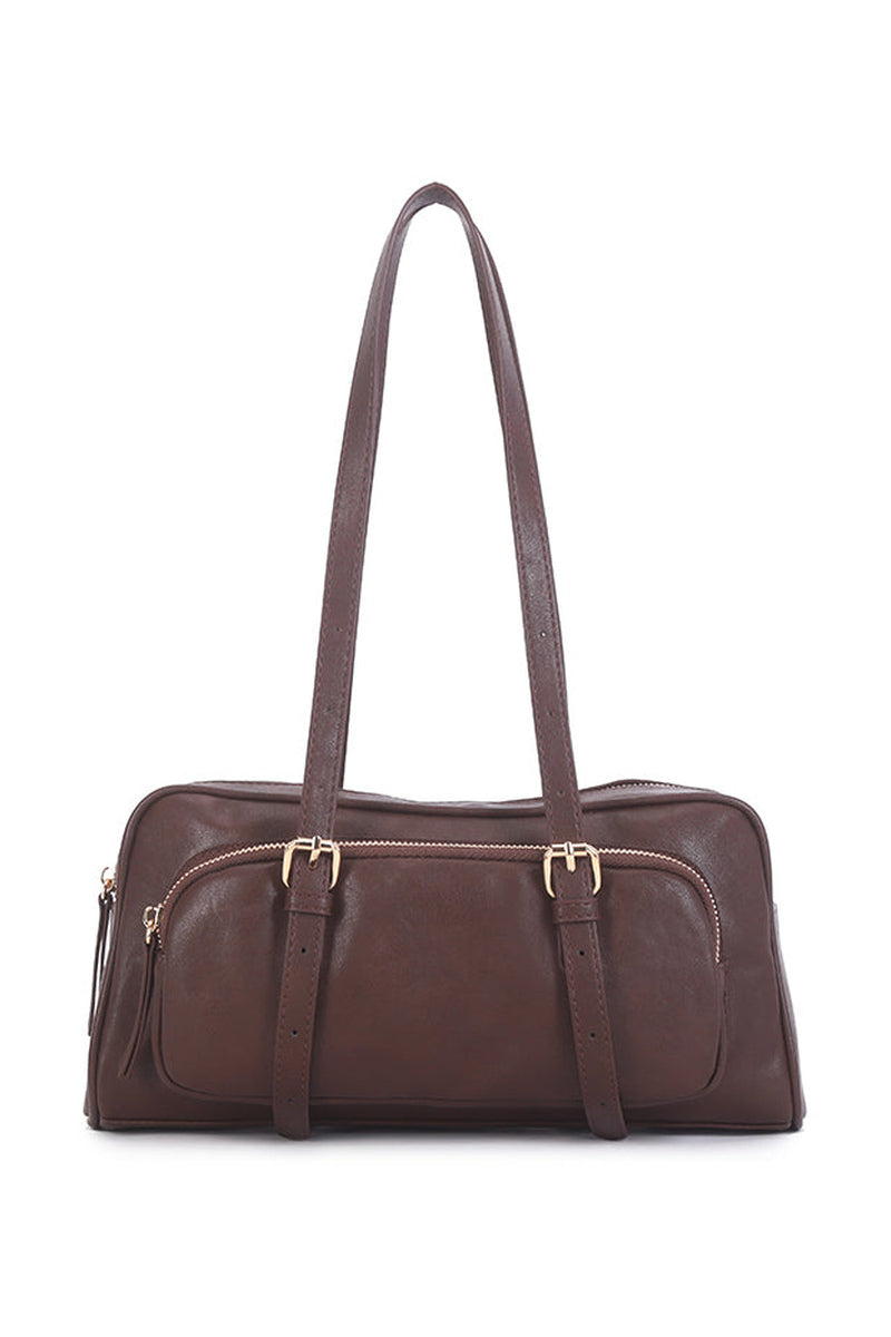 Buckle Detail Bowling Bag - Coffee