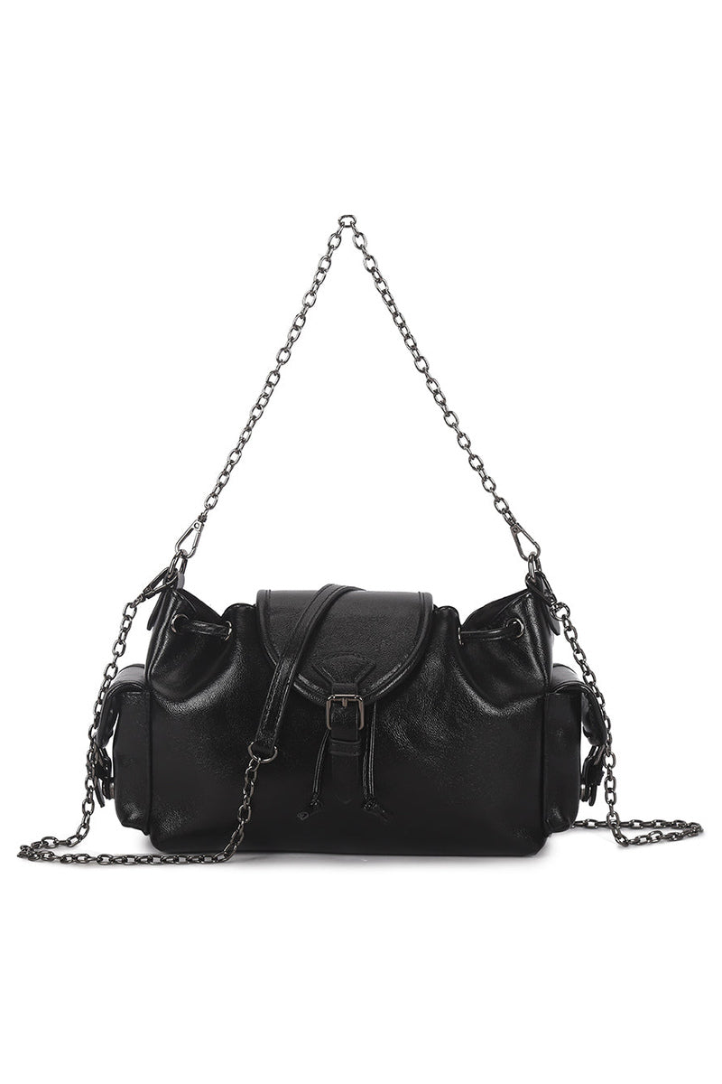 Chain Strap Shoulder Bag - Black