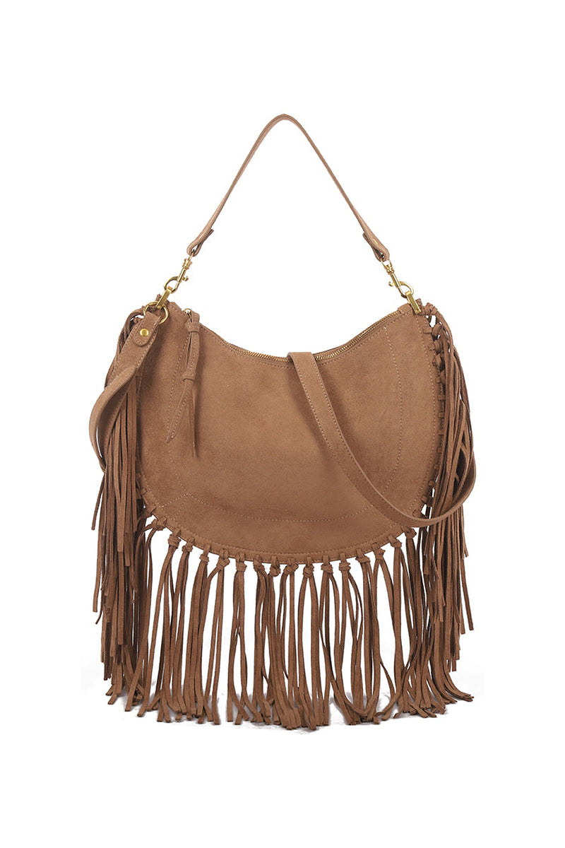 Fringe Shoulder Bag - Brown
