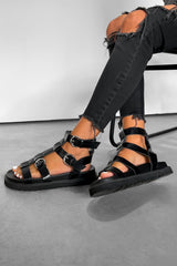 SIAN Chunky Buckle Sandals - Black-1